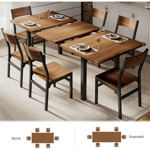 6 chỗ ngồi mở rộng phòng ăn bàn ăn và ghế đặt với khung kim loại - Product Image 3
