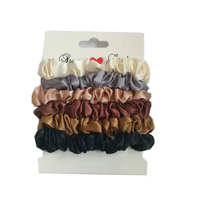 패션 6pcs 세트 머리 작은 새틴 실크 헤어 Scrunchies 탄성 헤어