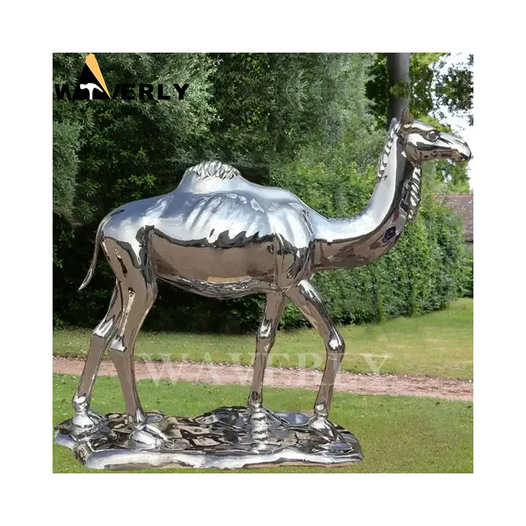 Personalizzato Home Decor Metal Art Welding lucido a grandezza naturale Decor statua di scultura di cammello in acciaio inossidabile