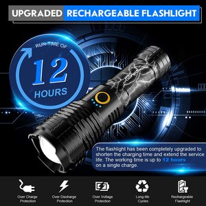 TAIKOOXHP90ハイパワーLED懐中電灯トーチ強力な20000ルーメン懐中電灯、ハンマー入力出力電気機能付き - Product Image 2