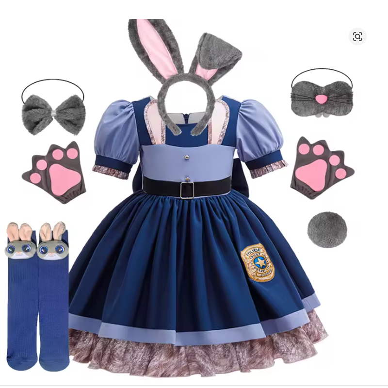 Blue Dress+ 5-piece set + stockings