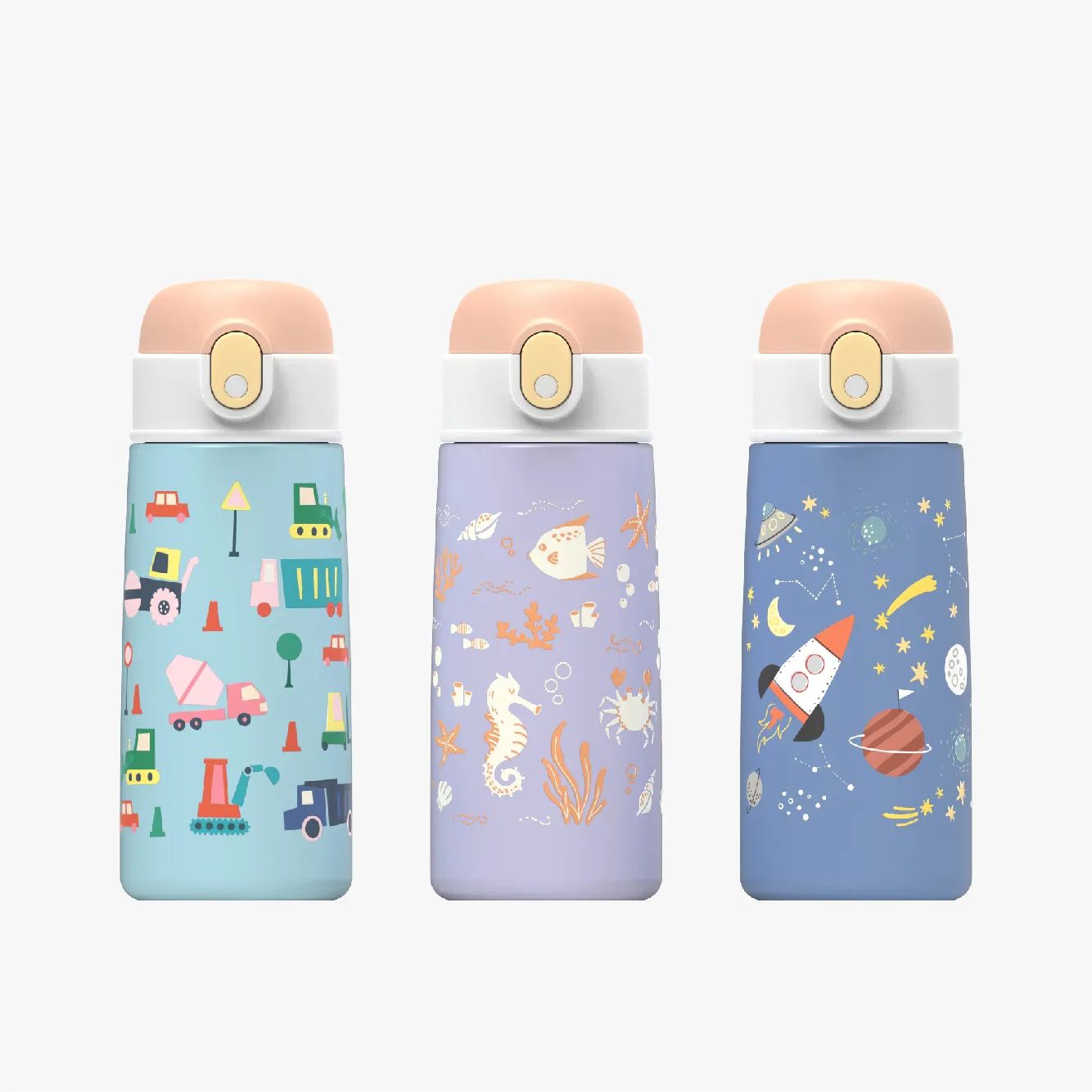 Kids Thermal Flask Double Wall Vacuum Insulated Stainless Steel Water Bottle with Handle Lid for Children Drink