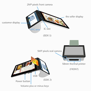 Terminal Pos de sistema Android portátil, dispositivo de doble pantalla táctil, 4G, Wifi, máquina NFC con impresora integrada - Product Image 3