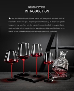 Bộ ly rượu vang Burgundy cao cấp, làm thủ công bằng thủy tinh pha lê, có nơ đen đỏ, kiểu dáng bụng rộng, ly rượu sâm banh, bán buôn - Product Image 4