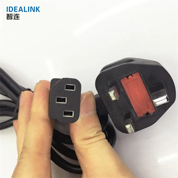 Wholesale uk Ac power cord UK plug with C13 end electric extension power cords 240v with 3 plug in 15amp uk power cord