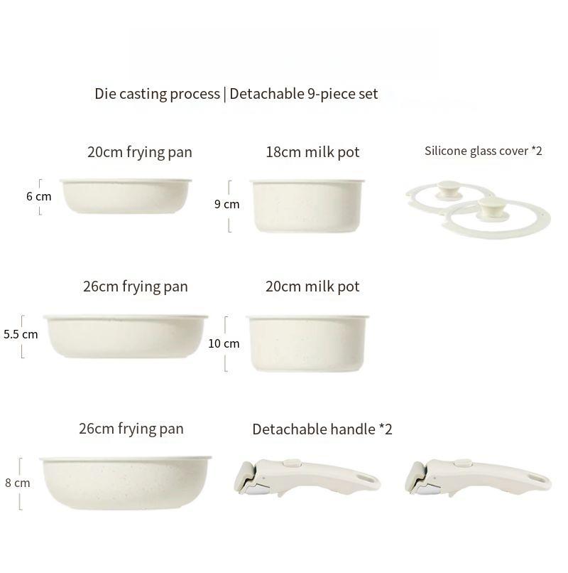 Juego de ollas blanco crema - 9 piezas