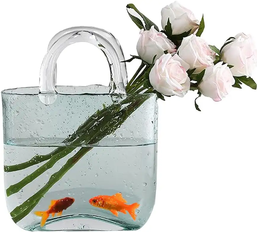Оптовая продажа, заводская цена, стеклянные вазы, чаша для рыбы, сумочка, ваза для домашнего свадебного декора