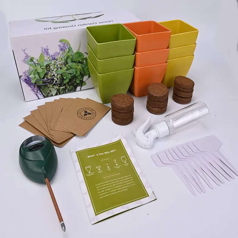 Kits de plantation de jardinière biodégradables Fabricant de kits de semences de fleurs et de plantes d'herbes intérieures et extérieures personnalisées