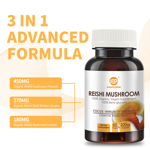 Ganoherb oem/odm 3 ב 1 רישי נגודרמה לוסידום לחלץ כמוסת אבקת פטריות רישי - Product Image 2