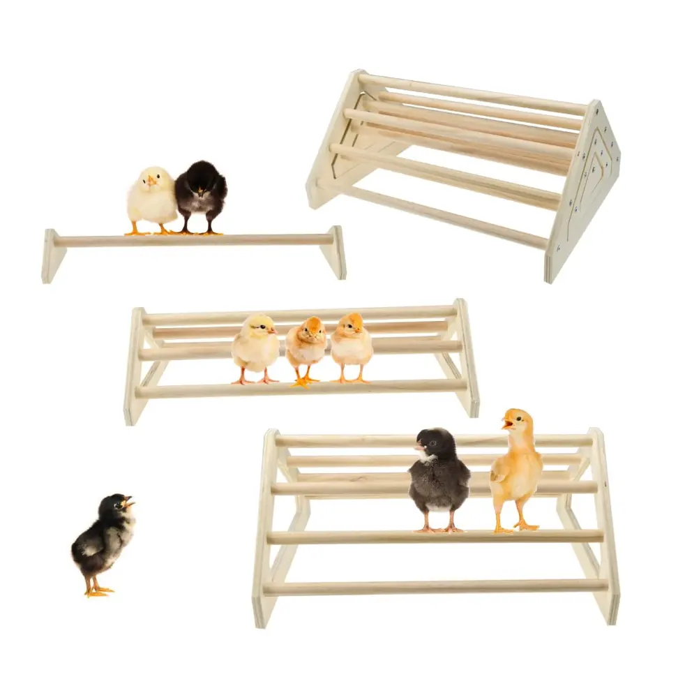 Set di 3 barre per Roosting in legno pulcino Jungle Gym trespolo Stand per cova di pollo