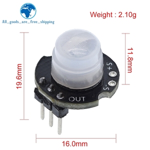 TZT-MINI módulo Detector de Sensor de movimiento MH-SR602, kit infrarrojo piroeléctrico PIR, soporte de interruptor sensorial para arduino Diy con lente