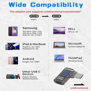 LEDディスプレイUSB C直角アダプター、2パックUSB C 90度アダプター40Gbps 140W 8K @ 60Hz、電流電圧ディスプレイテスターUSB C - Product Image 5