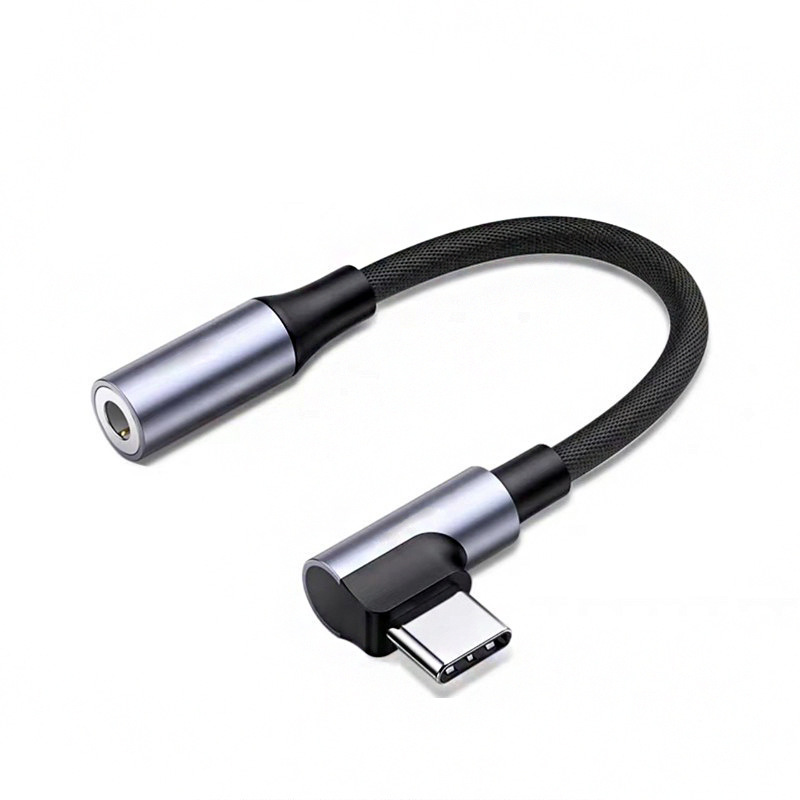 Câble audio Type-C vers 3,5 mm - Connecteur coudé - Câble intégré