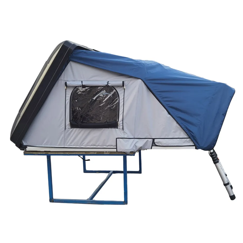 Meilleures ventes de SUV Tente de toit ouverte sur le côté d'une voiture Tente de toit à coque dure pour camping et voiture 4x4