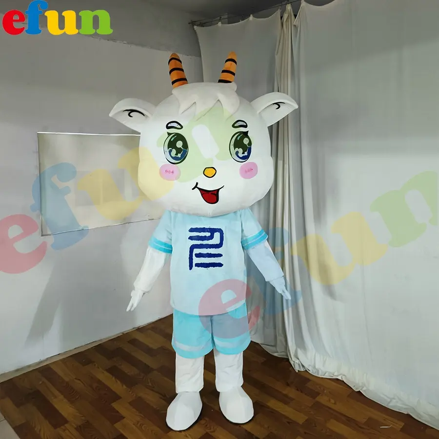 Efun MOQ 1 pieza fábrica personalizada dibujos animados vaca oveja mascota ropa cielo azul vaca mascota gran evento adulto fiesta oveja disfraz