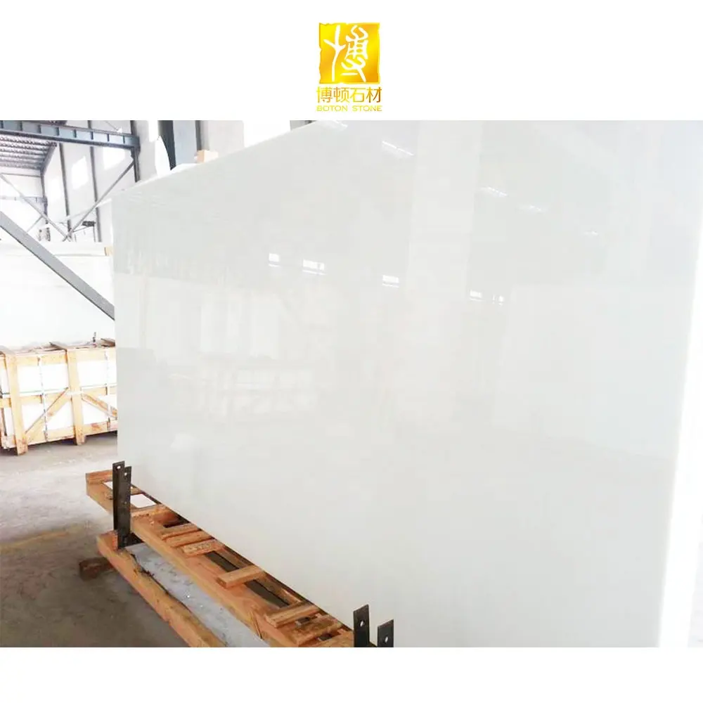 Pedra artificial polida moderna super branca telha de vidro de cristal