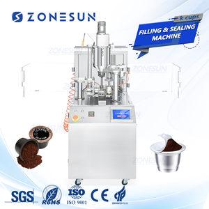 ZONESUN ZS-KCFC1 Full Automatic Monoblock Rotary Servo Auger <strong>Small</strong> Powder Coffee Capsul <strong>K</strong> Cup Filling Sealing Machine - Product Image 1