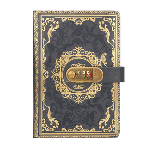 Cuadernos de tamaño A5 personalizables al por mayor Bloc de notas en relieve diario de cuero Pu con cerradura codificada - Product Image 5