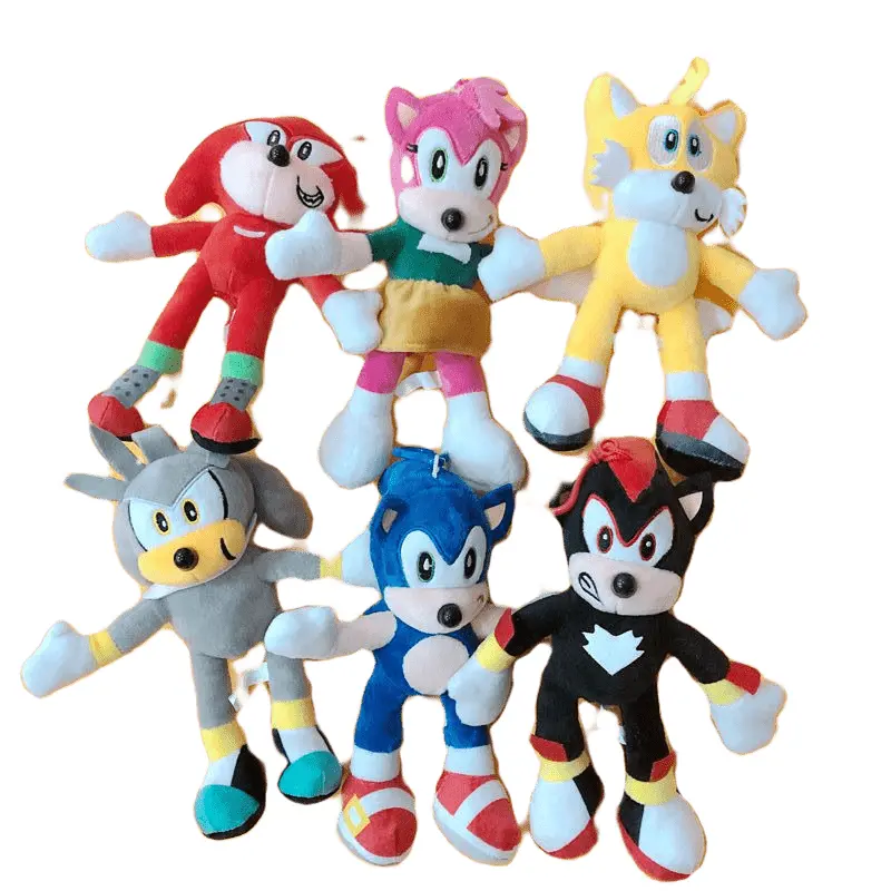 Chaveiro Sonic de 20 cm para presente, brinquedos de pelúcia, bichos de pelúcia Sonic, joelhos, cauda de sombra, brinquedos de pelúcia para meninos e meninas, atacado