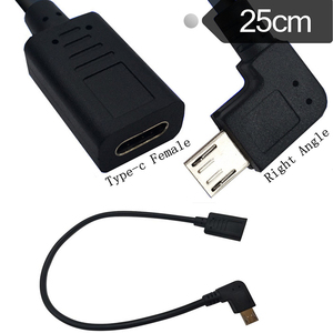 高品质USB 3.1 C型母对微型USB 2.0 5pin公弯头90度左右向下延伸电缆 - Product Image 4