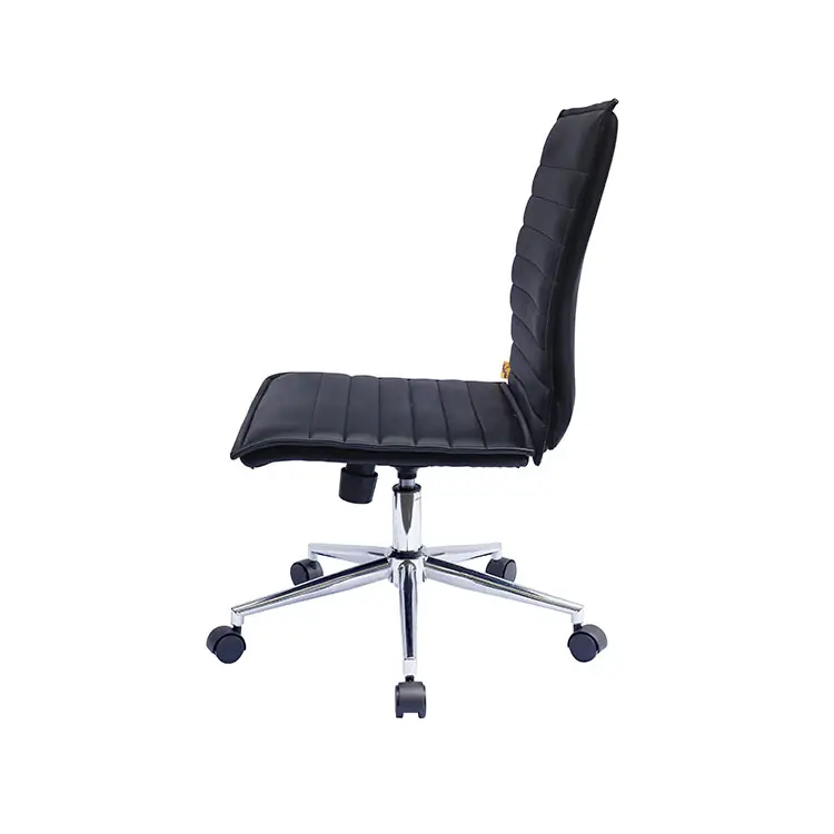 Wholesale Black Executive Luxury Leather Armless Adjustable Office Chair With Pulley