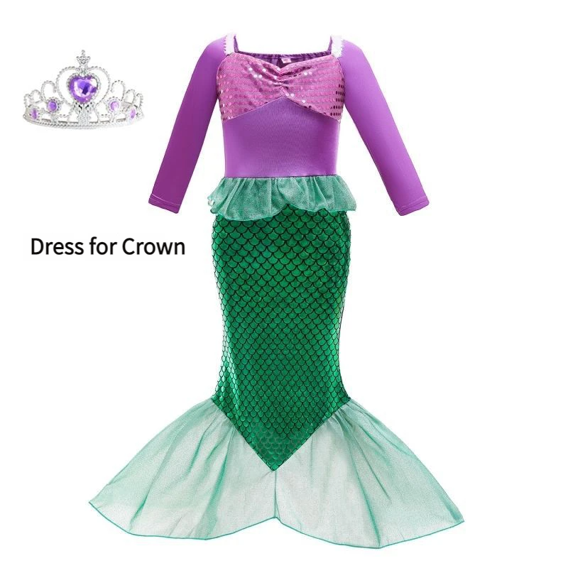 Abito da principessa verde a maniche lunghe - Include corona