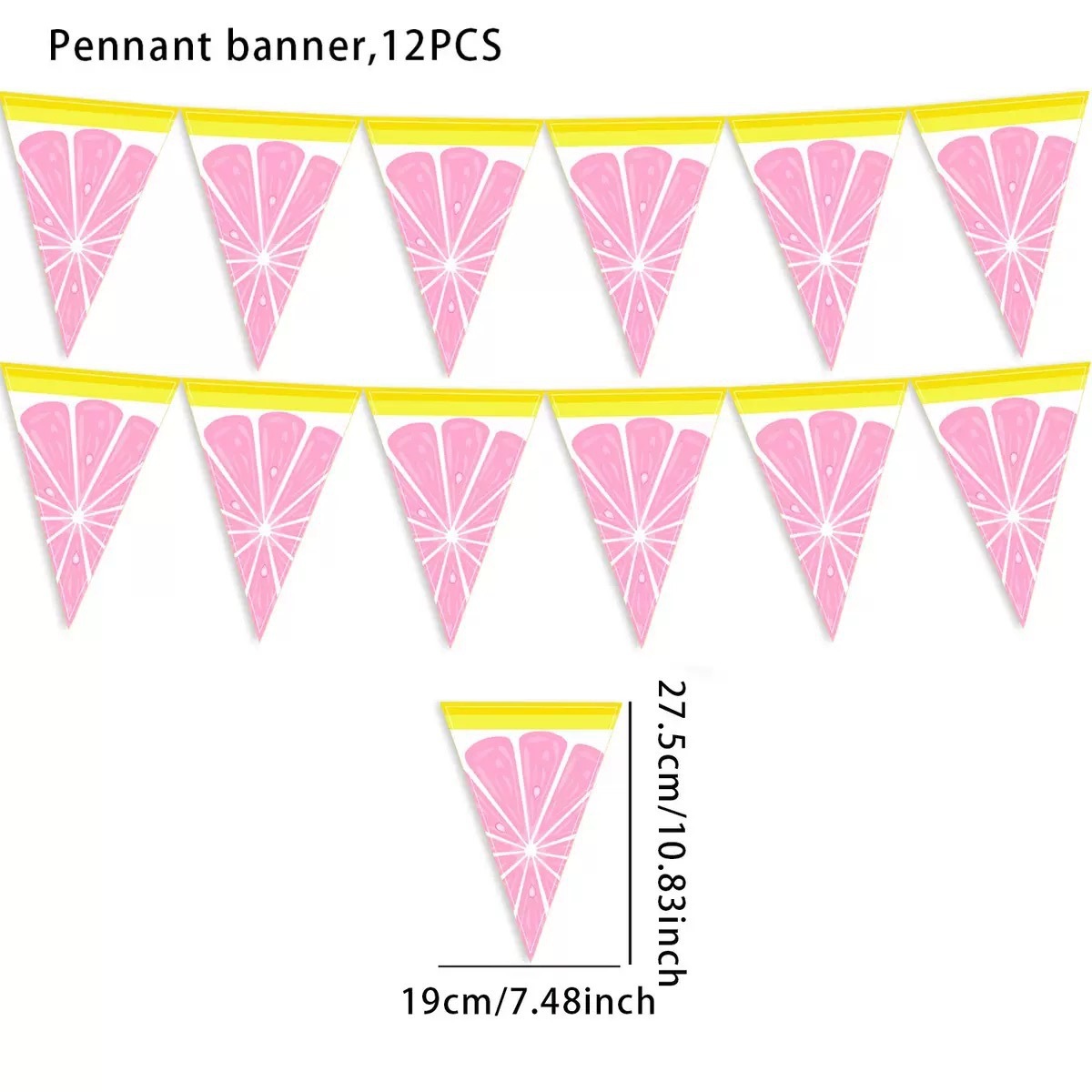 Banderines triangulares de pomelo rosa - 12 unidades