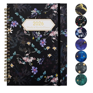 Pianificatore giornaliero personalizzato stampa libro rilegato a spirale di alta qualità 2026 Planner A5 Notebook con fascia elastica - Product Image 1
