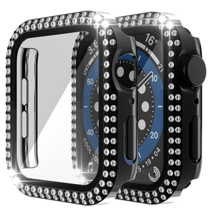 2列ダイヤモンド強化ガラスPCスクリーンカバーiWatch6用ウォッチケース5アップルウォッチシリーズ8用ウォッチガードケース - Product Image 4