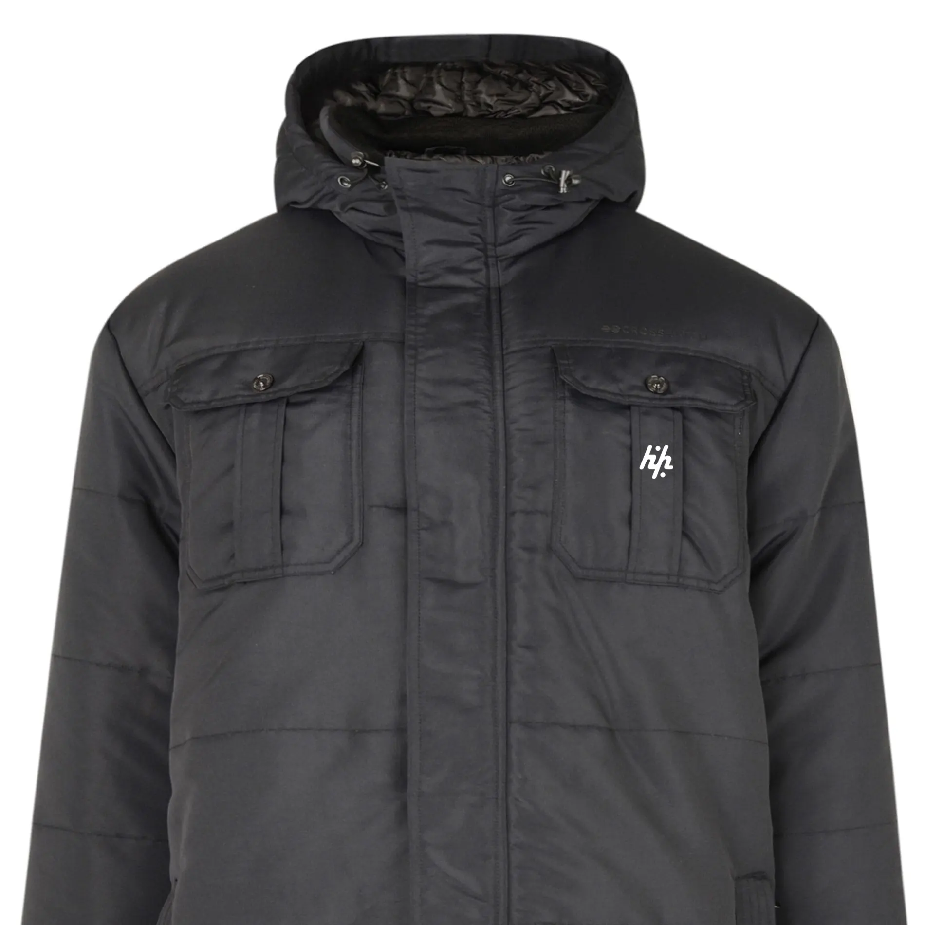 OEM Мужская модная черная парка с капюшоном, куртка с длинным рукавом, Теплая мужская куртка-пуховик (производство Huzaifa Products)