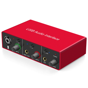 2-IN 2-out Professional XLR Microphone de Audio Mixer Studio Recording Interfaz de audio USB Tarjeta de sonido solo - Product Image 1