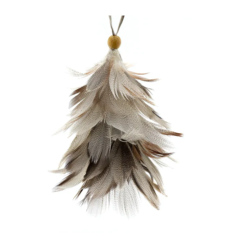 Pluma de Gallo Artesanal Natural, Decoración de Árbol de Navidad Rosa, Adornos de Navidad de Terciopelo de Ganchillo Personalizados para Exteriores