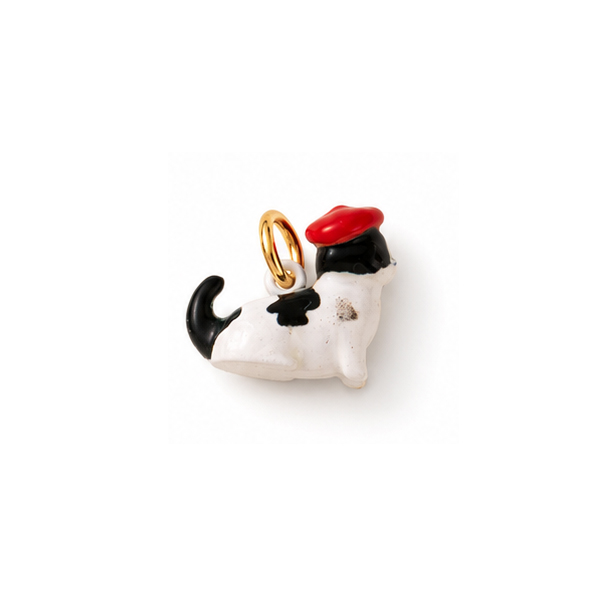 Charm chat noir béret rouge