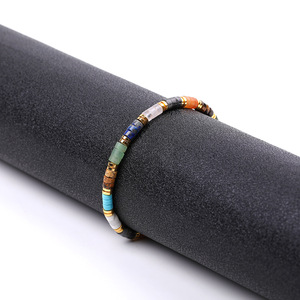 공장 직접 판매 짠 팔찌 4mm 플랫 비즈 레드 경옥 화이트 소나무 녹색 Aventurine 청금석 핑크 트렌디 기하학적 - Product Image 2