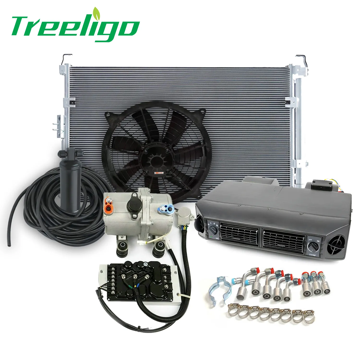 Kit de ar condicionado elétrico para caminhão, equipamento universal ac 12v debaixo do painel a/c