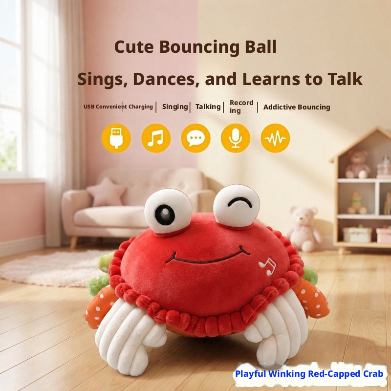 rechargeable bounce ball, red-lid crab, usb cable