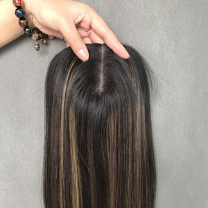 Toptan vurgulamak renk kadınlar Toppers 100% doğal ham atkı tabanı ile işlenmemiş insan saçı Hairpieces ipek üst Topper kadınlar için