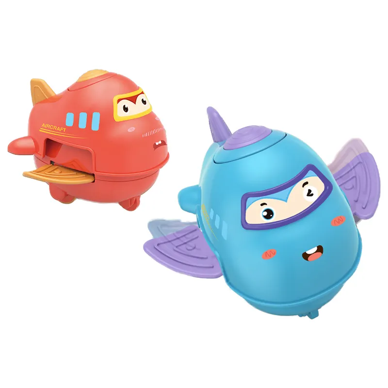 Popular dibujos animados prensa adelante avión 4 colores plástico Linda expresión presionando Vheicle juguetes para niños regalo divertido