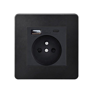 高品质法国开关C型USB插座现代法国16A单插座多色法国USB 2P + T插座 - Product Image 2