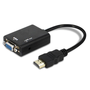Mini HDMI macho para VGA fêmea + áudio adaptador HDMI