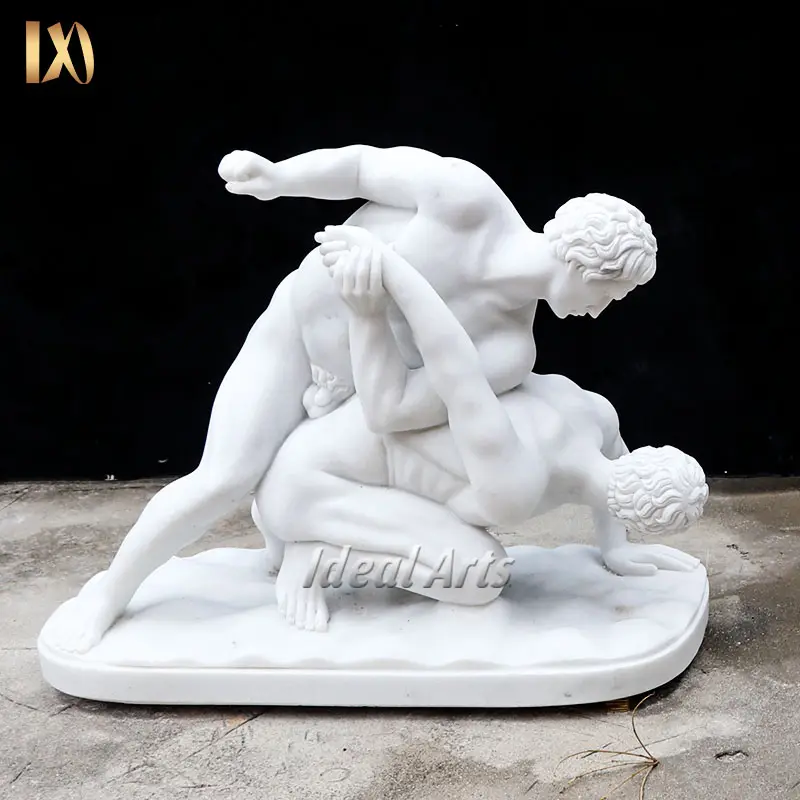 Tay khắc bằng đá cẩm thạch trắng Roman Man người đàn ông đấu vật tượng để bán