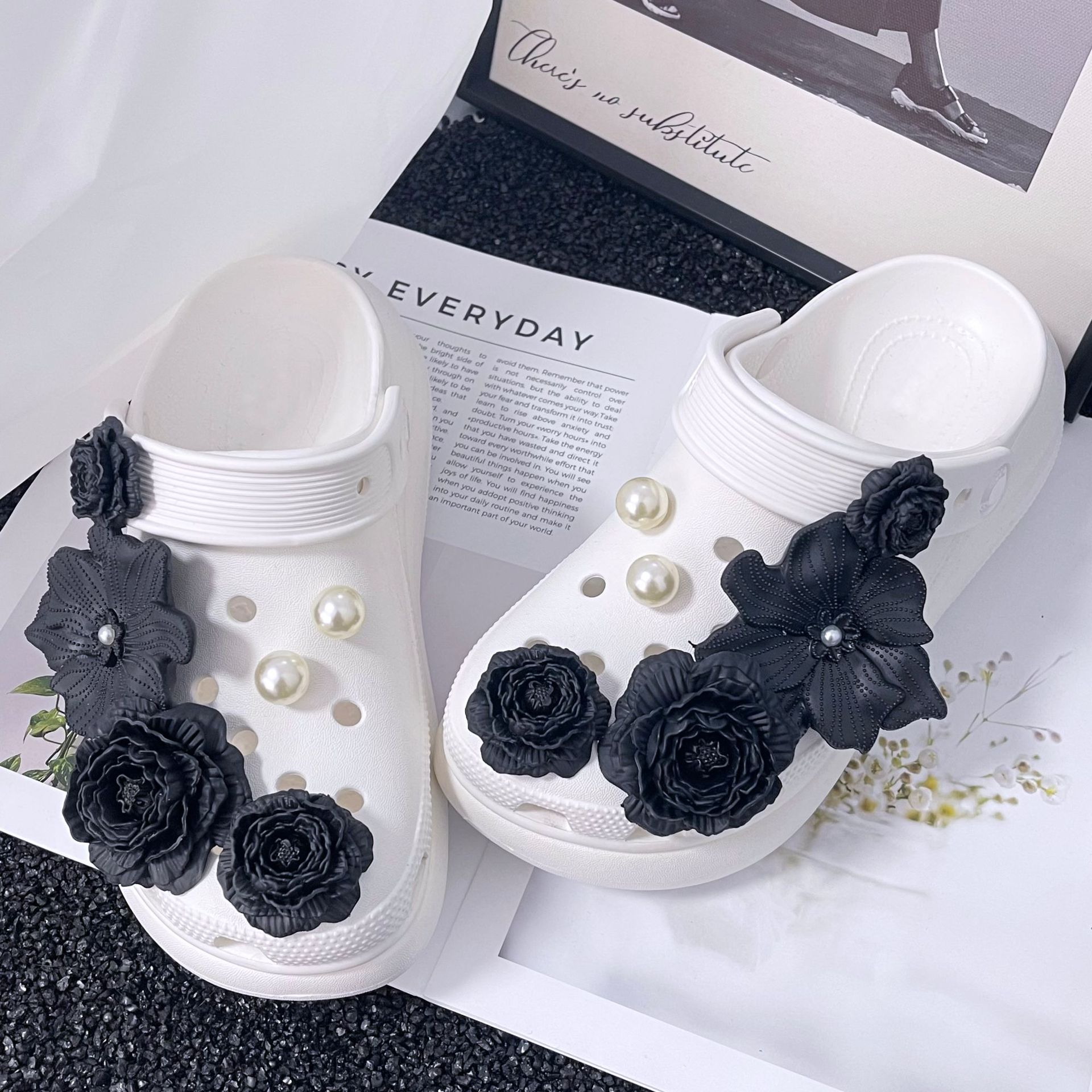 Bouquet-Noir + Perle 12pcs pas de chaussures