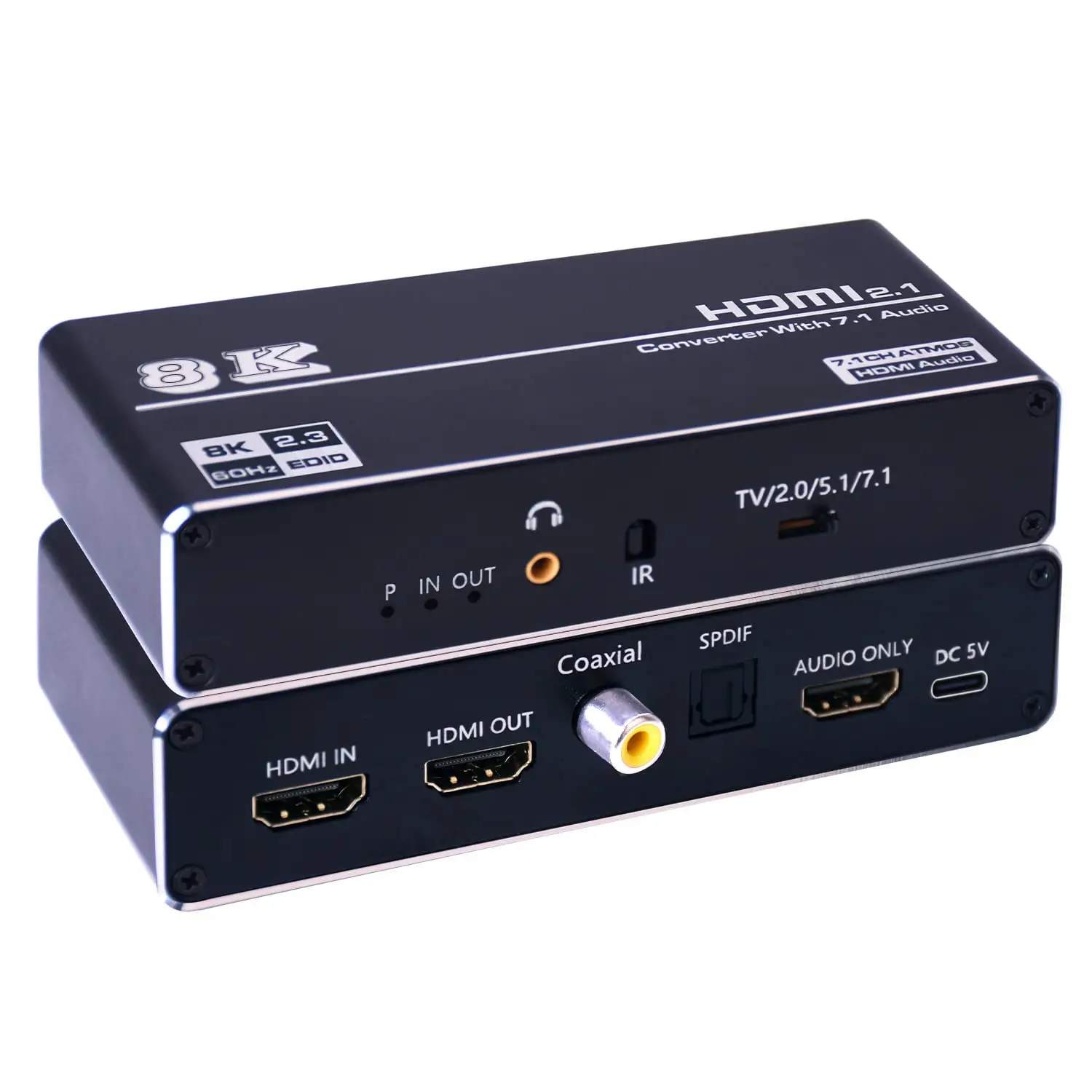 Nuevo 8K 60Hz HDMI Audio Extractor 4K 120Hz HDTV convertidor con 7.1CH SPDIF Coaxial óptico Toslink HDCP2.3 Atmos con control remoto IR