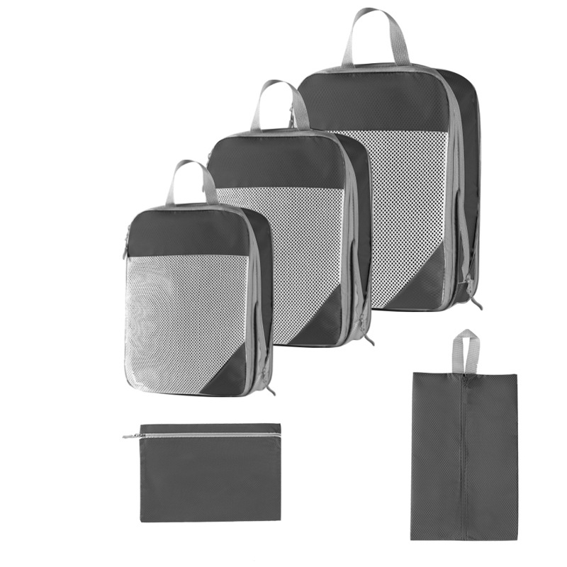 Costume trois pièces gris + sac à chaussures + poche plate