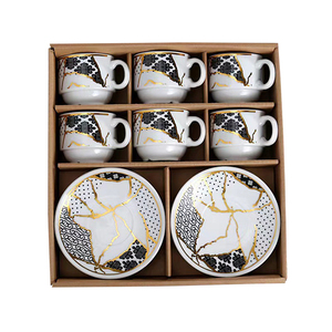 豪华现代瓷茶杯套装12PCS阿拉伯浓缩咖啡茶杯茶碟套装 - Product Image 4