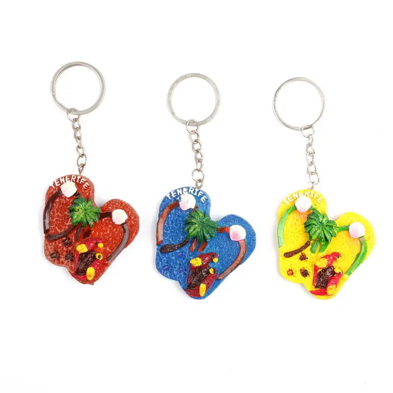 Tùy Chỉnh Đầy Màu Sắc Tenerife Dép Nhựa Dép Trái Tim Hoa Keychain