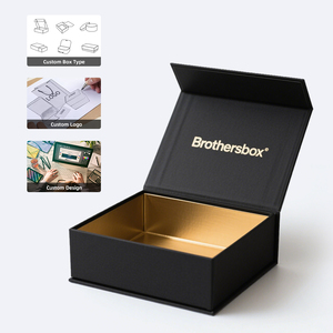 Sản Xuất Tùy Chỉnh Thiết Kế Cứng Cứng Cứng Màu Đen Vàng Giấy Các Tông Sang Trọng Lật Từ Hộp Quà Tặng Bao Bì Với Biểu Tượng Tùy Chỉnh - Product Image 2