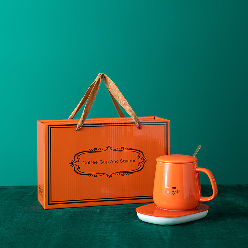 Orange Cup + Spoon + Lid + Gift Box
