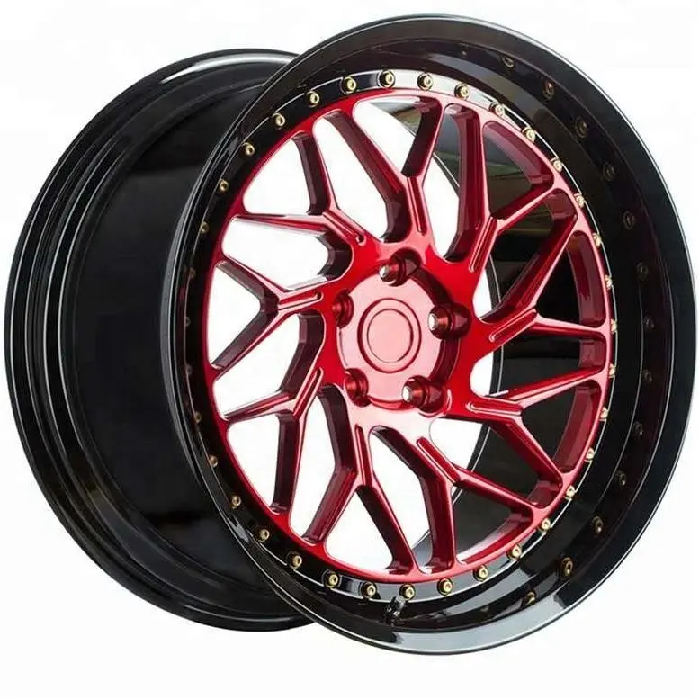 YTD Fabricante Personalizado Luxo 5 furos 2 peças rodas forjadas vermelho brilhante 5X112 5X114.3 5X120 16/17/19/21 polegadas jantes de automóveis de passageiros