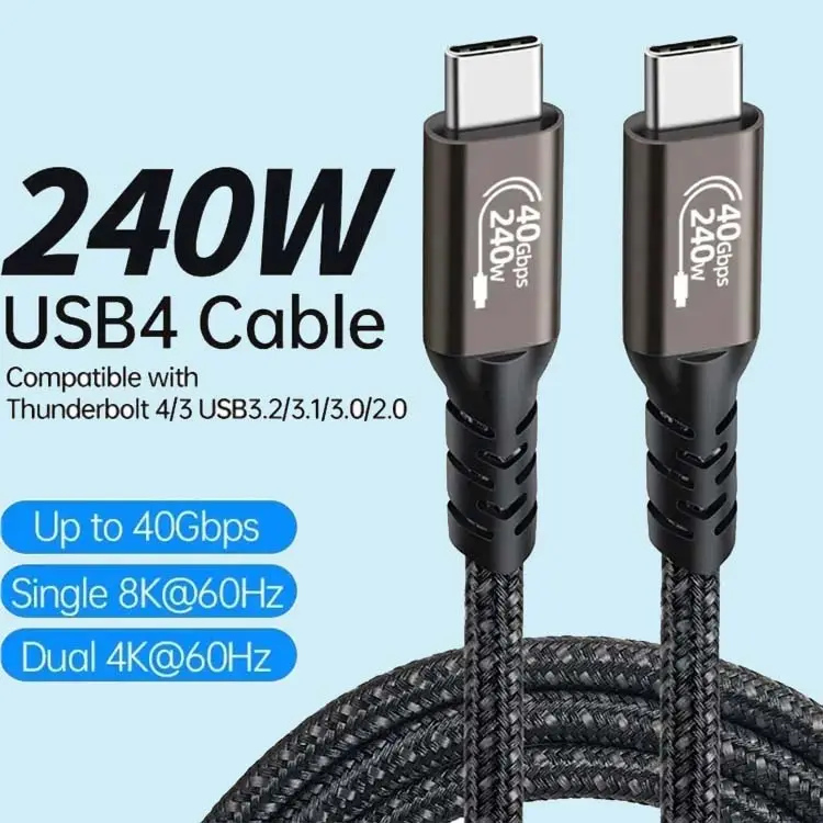 240W 40Gbps USB4.0 To Type C Cable USB Fast Data Line For Macbook Pro 8K Data Extension Cable usb c Tiop-c Quick Cable 1M/1.5M